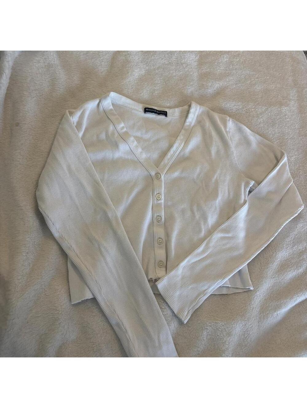 Brandy Melville Women's White and Cream Shirt